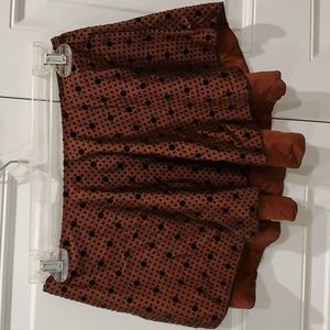 Wear Moi Pull On Dance Skirt Copper Brown Polka Dots Black
